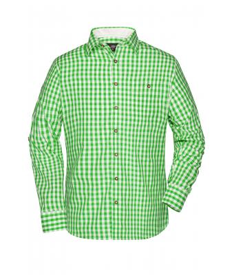 Homme Chemise traditionnelle Vert/blanc 8307