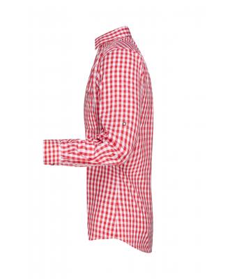 Homme Chemise traditionnelle Rouge/blanc 8307