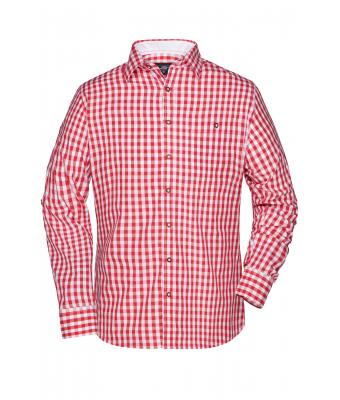 Homme Chemise traditionnelle Rouge/blanc 8307