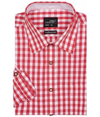 Herren Men's Traditional Shirt Red/white 8307