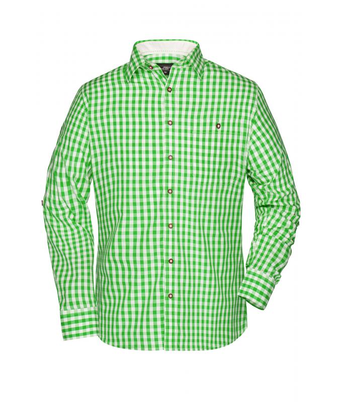 Heren Men's Traditional Shirt Groen/wit 8307