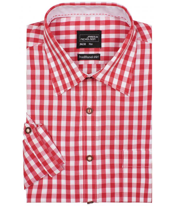 Heren Men's Traditional Shirt Rood/wit 8307