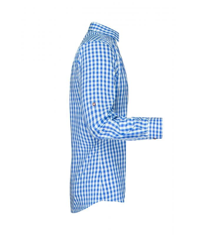 Heren Men's Traditional Shirt Royal/wit 8307