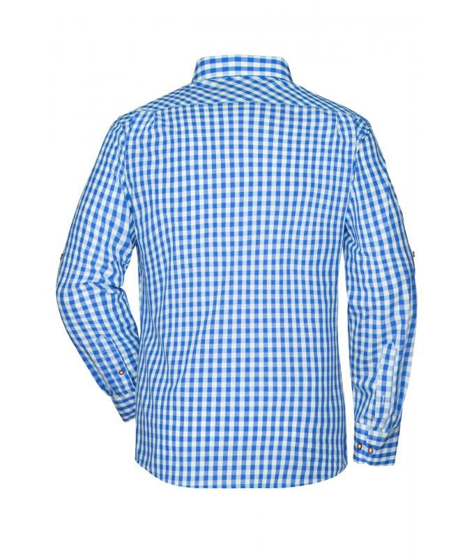 Heren Men's Traditional Shirt Royal/wit 8307