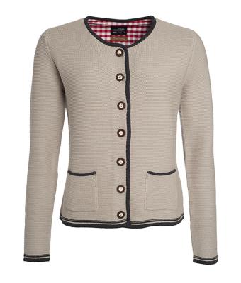 Ladies Ladies' Traditional Knitted Jacket Beige/anthracite-melange/red 8486