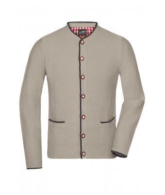 Herren Men's Traditional Knitted Jacket Beige/anthracite-melange/red 8487