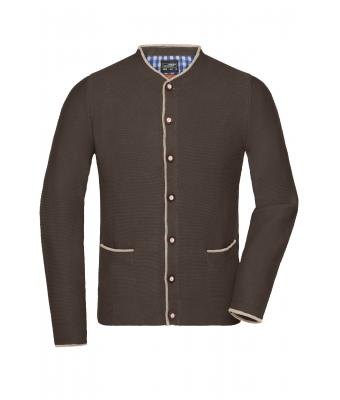 Men Men's Traditional Knitted Jacket Brown-melange/beige/royal 8487