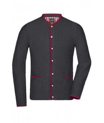 Men Men's Traditional Knitted Jacket Anthracite-melange/red/red 8487