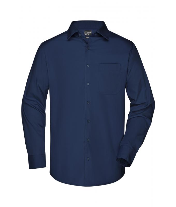 Herren Men's Business Shirt Long-Sleeved Navy 8389