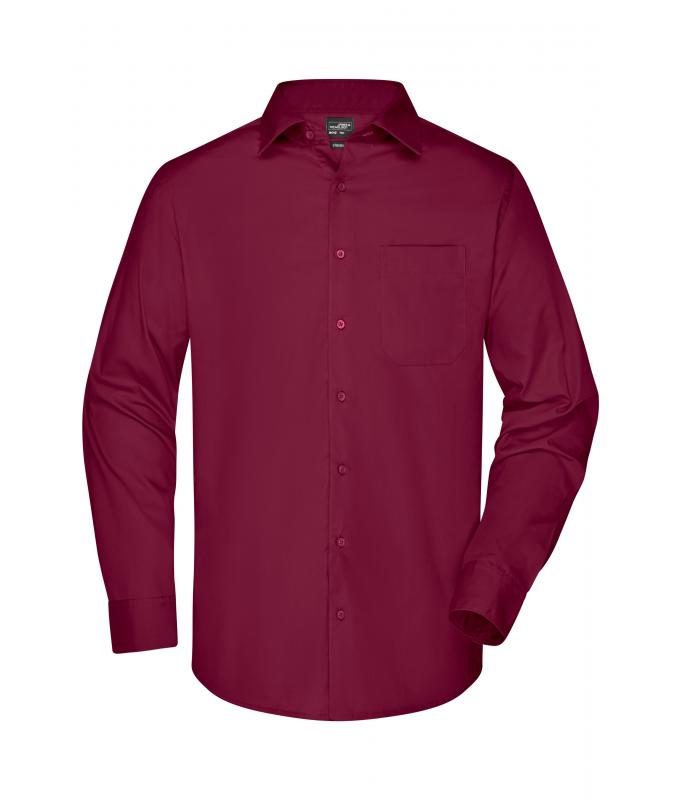 Men Men's Business Shirt Long-Sleeved Wine 8389