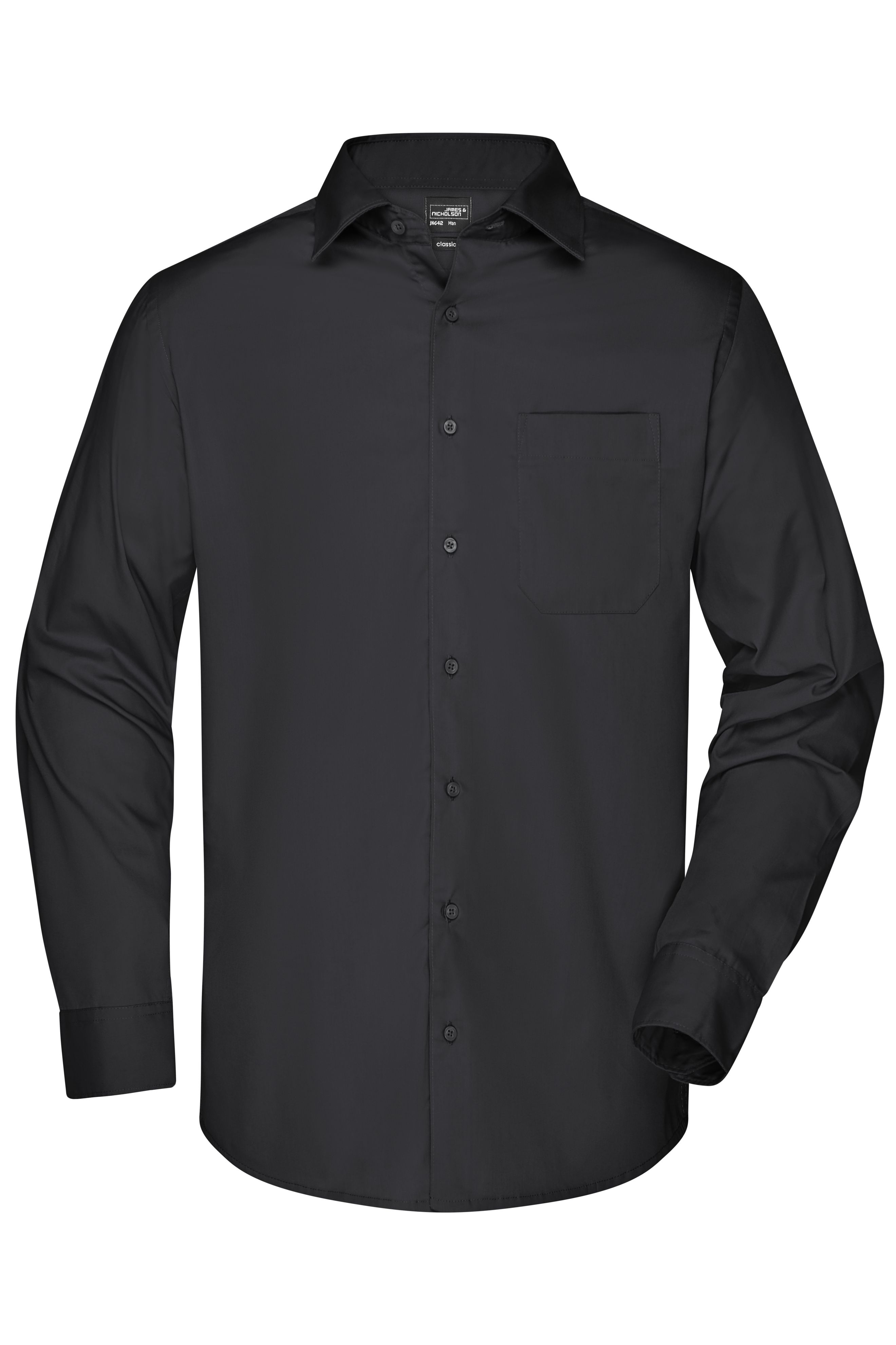 Herren Men's Business Shirt Long-Sleeved Black-Daiber