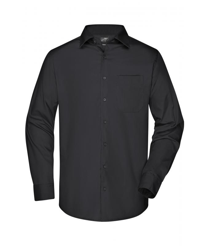 Herren Men's Business Shirt Long-Sleeved Black 8389