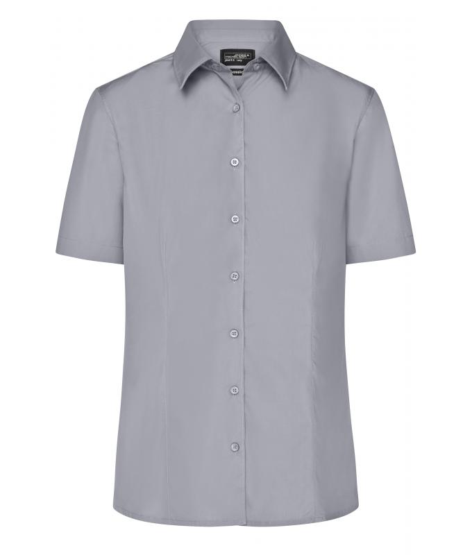 Damen Ladies' Business Shirt Short-Sleeved Steel 8390