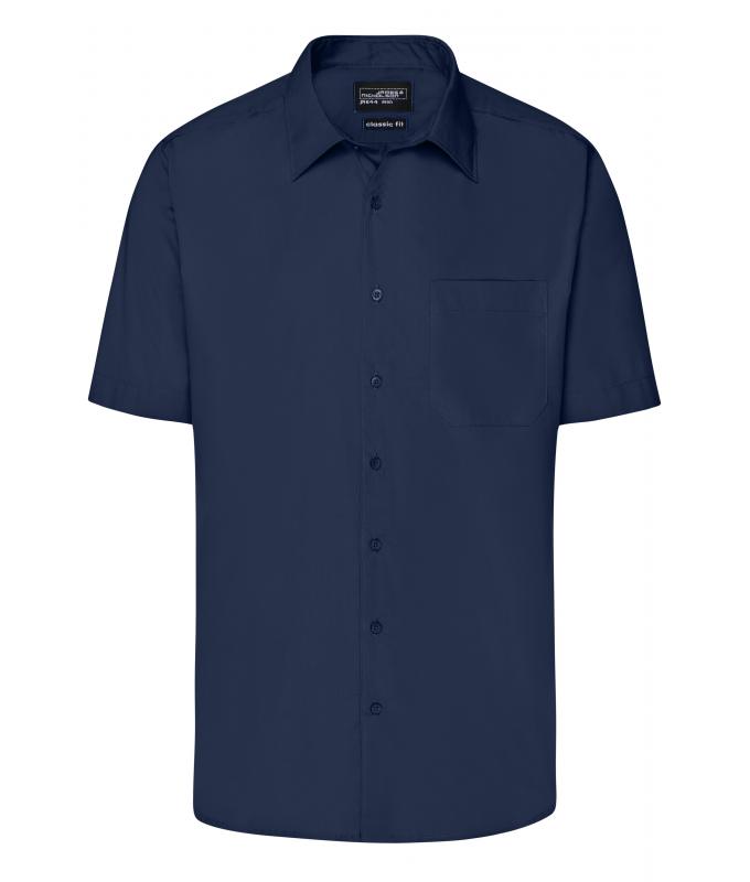 Heren Men's Business Shirt Short-Sleeved Navy 8391