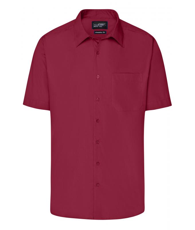 Herren Men's Business Shirt Short-Sleeved Wine 8391