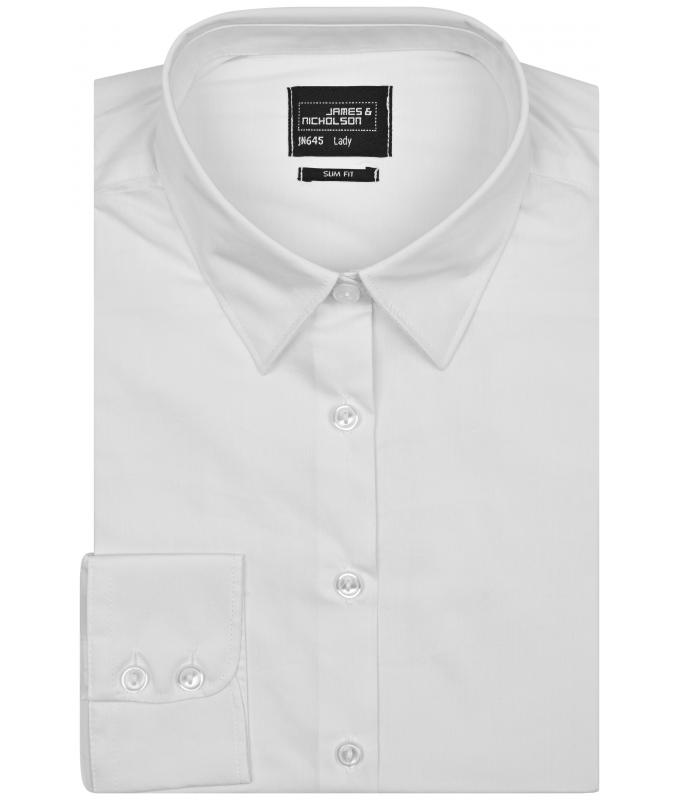 Dames Ladies`Shirt Slim Fit Wit 8392