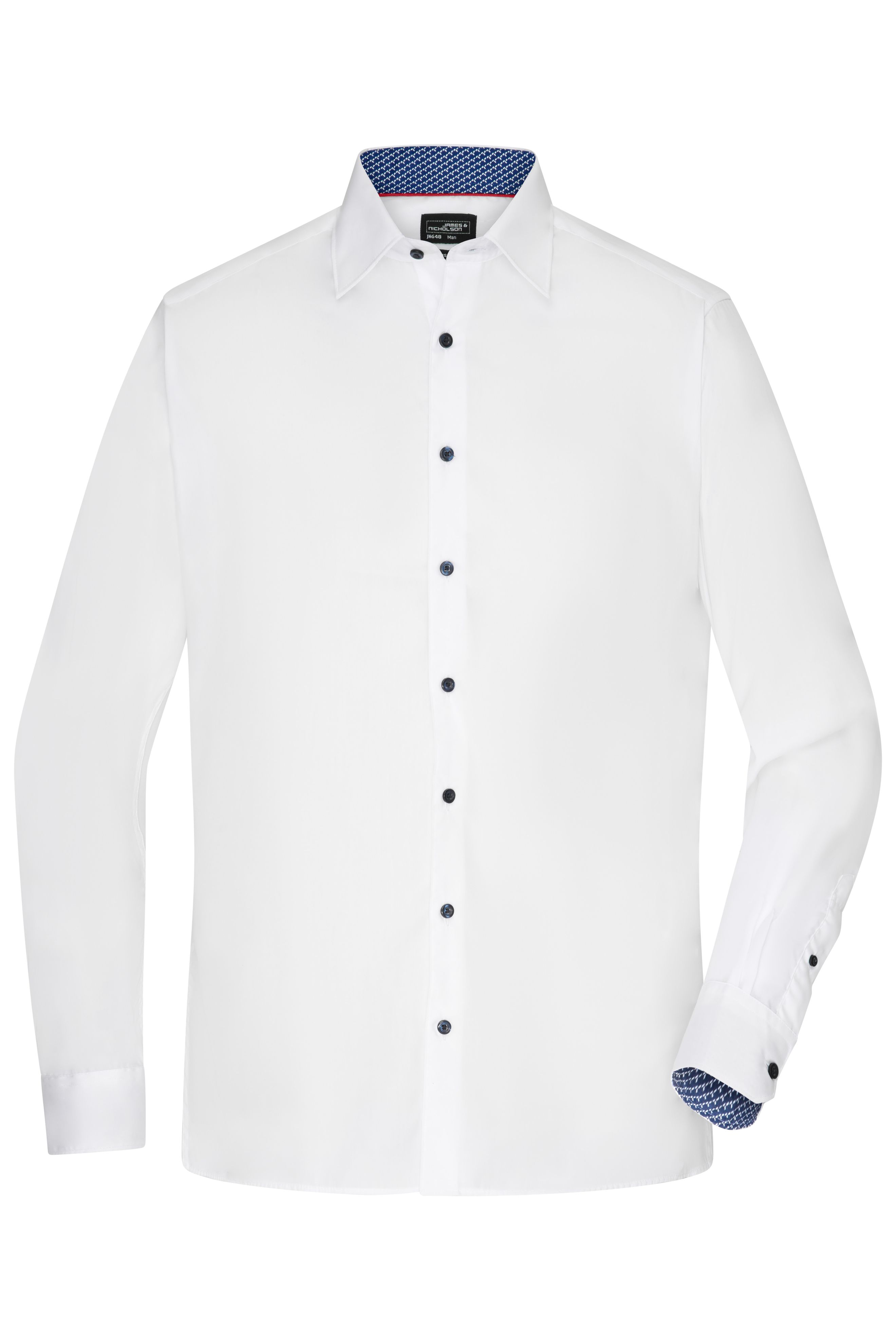 Men Men's Shirt "Plain" White/bluewhiteDaiber