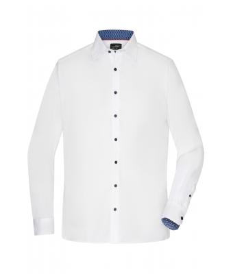 Men Men's Shirt "Plain" White/blue-white 8394