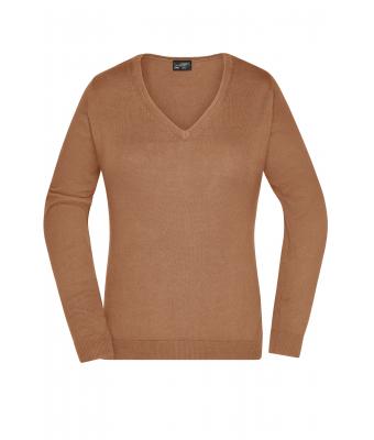 Damen Ladies' V-Neck Pullover Camel 8059