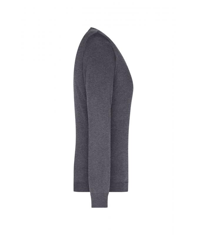 Damen Ladies' V-Neck Pullover Anthracite-melange 8059