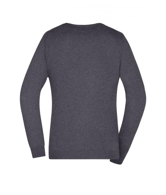 Damen Ladies' V-Neck Pullover Anthracite-melange 8059