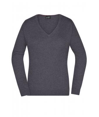 Damen Ladies' V-Neck Pullover Anthracite-melange 8059