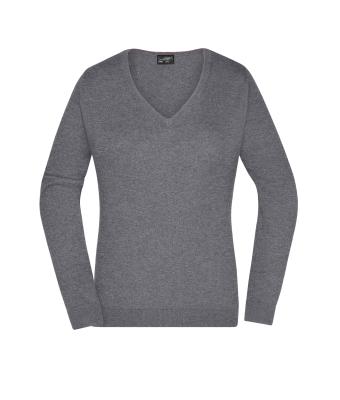 Damen Ladies' V-Neck Pullover Grey-heather 8059