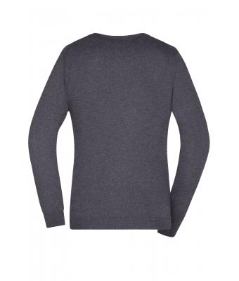 Dames Ladies' V-Neck Pullover Antraciet-melange 8059
