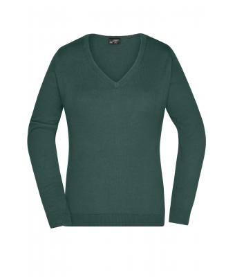 Damen Ladies' V-Neck Pullover Forest-green 8059