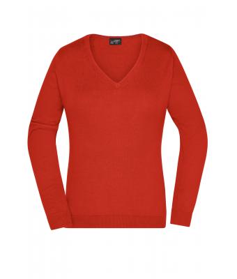 Ladies Ladies' V-Neck Pullover Dark-orange 8059