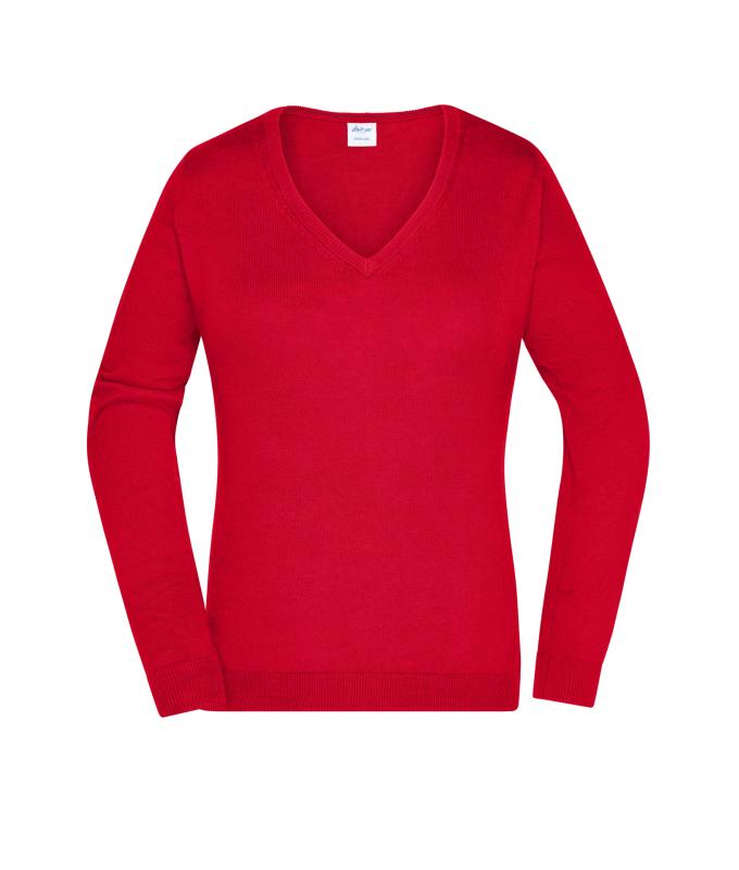 Ladies Ladies' V-Neck Pullover Red 8059
