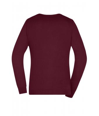 Damen Ladies' V-Neck Pullover Bordeaux 8059