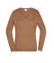 Damen Ladies' V-Neck Pullover Camel 8059