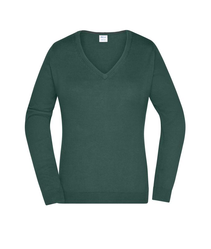 Femme Pull col V femme Vert-forêt 8059