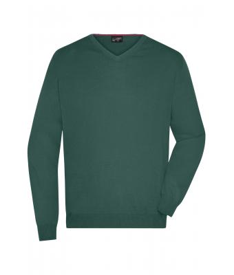 Men Men's V-Neck Pullover Forest-green 8060