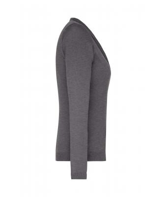 Dames Ladies' V-Neck Cardigan Antraciet-melange 8061
