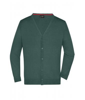 Men Men's V-Neck Cardigan Forest-green 8062