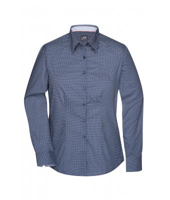 Dames Ladies' Shirt "Diamonds" Navy/wit 8418