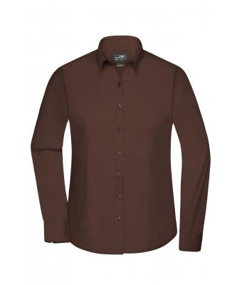 Femme Chemise femme à manches longues en popeline Marron 8504