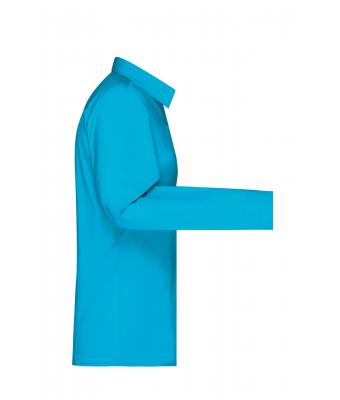 Dames Ladies' Shirt Long-Sleeved Poplin Turquoise 8504