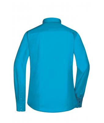Dames Ladies' Shirt Long-Sleeved Poplin Turquoise 8504