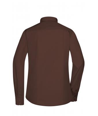 Dames Ladies' Shirt Long-Sleeved Poplin Bruin 8504