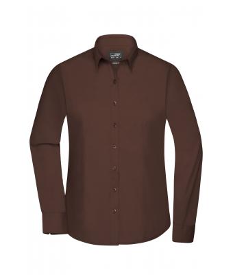 Dames Ladies' Shirt Long-Sleeved Poplin Bruin 8504