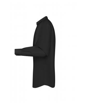 Men Men's Shirt Long-Sleeved Poplin Black 8505