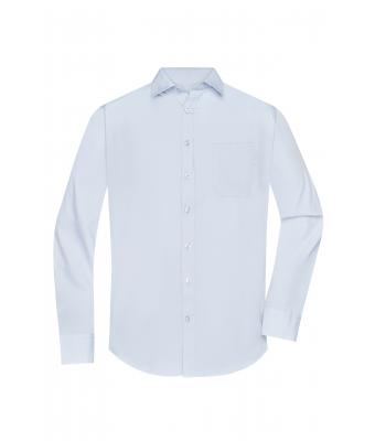 Men Men's Shirt Long-Sleeved Poplin Light-blue 8505