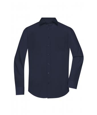 Men Men's Shirt Long-Sleeved Poplin Navy 8505