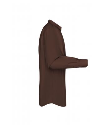 Men Men's Shirt Long-Sleeved Poplin Brown 8505