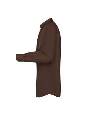 Heren Men's Shirt Long-Sleeved Poplin Bruin 8505