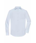 Herren Men's Shirt Long-Sleeved Poplin Light-blue 8505