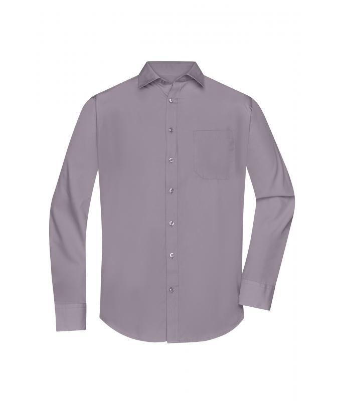 Herren Men's Shirt Long-Sleeved Poplin Steel 8505